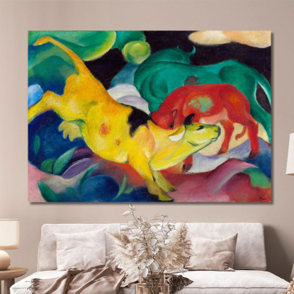 Mucche Rosse Verdi Gialle Franz Marc fmr8 quadro stampato su tela
