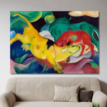 Mucche Rosse Verdi Gialle Franz Marc fmr8 quadro stampato su tela