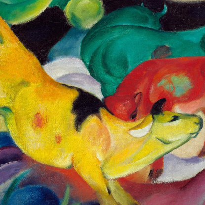 Mucche Rosse Verdi Gialle Franz Marc fmr8 quadro stampato su tela