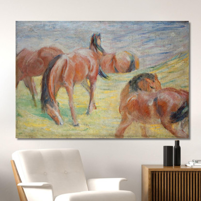 Cavalli Al Pascolo I Franz Marc fmr22 quadro stampato su tela