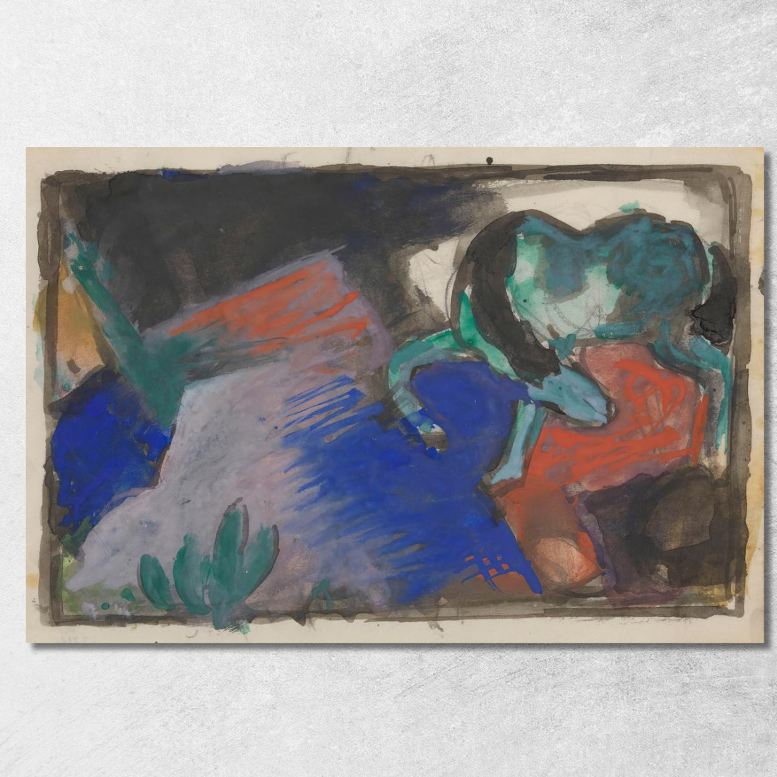 Cavallo Verde Nel Paesaggio Franz Marc fmr23 quadro stampato su tela Cavallo Verde Nel Paesaggio Franz Marc fmr23 quadro stampato su tela