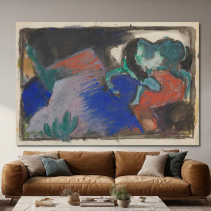 Cavallo Verde Nel Paesaggio Franz Marc fmr23 quadro stampato su tela