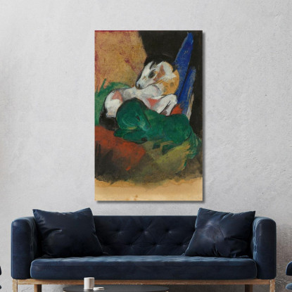 Cavallo Verde E Bianco Franz Marc fmr25 quadro stampato su tela