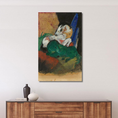 Cavallo Verde E Bianco Franz Marc fmr25 quadro stampato su tela