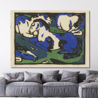 Cavalli Che Riposano Franz Marc fmr27 quadro stampato su tela