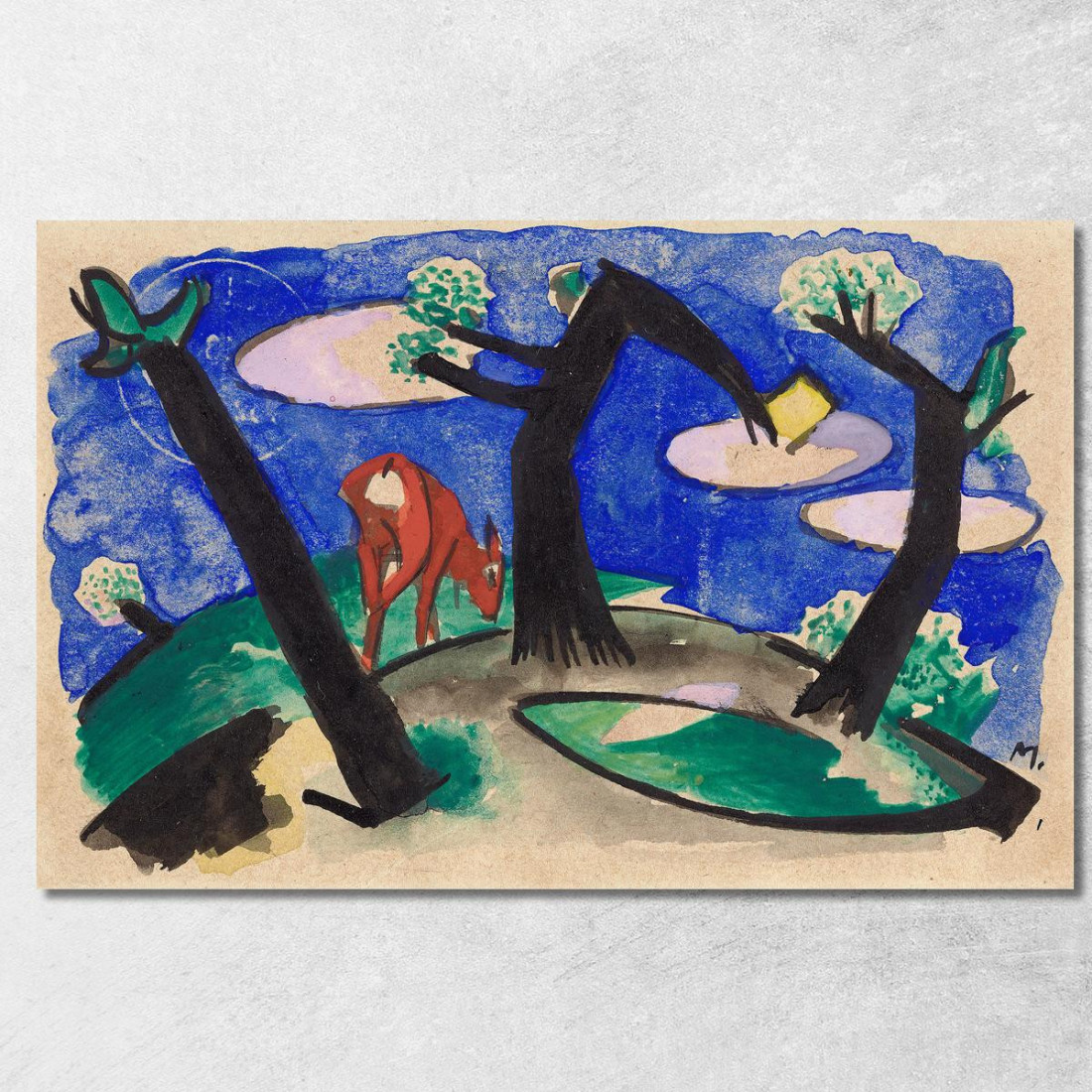 Paesaggio Con Un Animale Rosso Franz Marc fmr29 quadro stampato su tela Paesaggio Con Un Animale Rosso Franz Marc fmr29 quadro stampato su tela