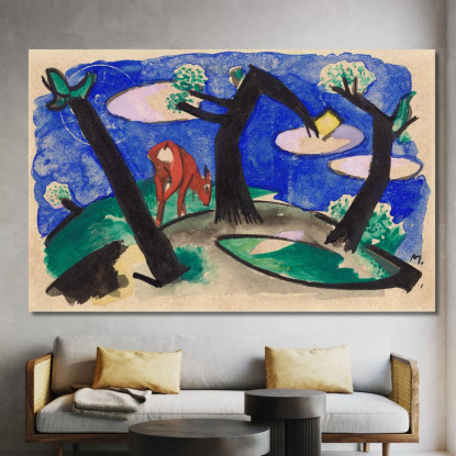 Paesaggio Con Un Animale Rosso Franz Marc fmr29 quadro stampato su tela