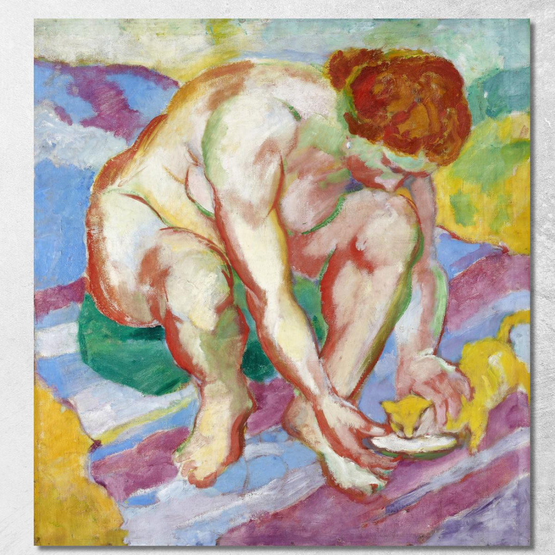Nudo Con Un Gatto Franz Marc fmr35 quadro stampato su tela