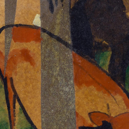 Cavallo Rosso E Bestiame Giallo Cavallo Nero-Marrone E Bestiame Giallo Franz Marc fmr40 quadro stampato su tela