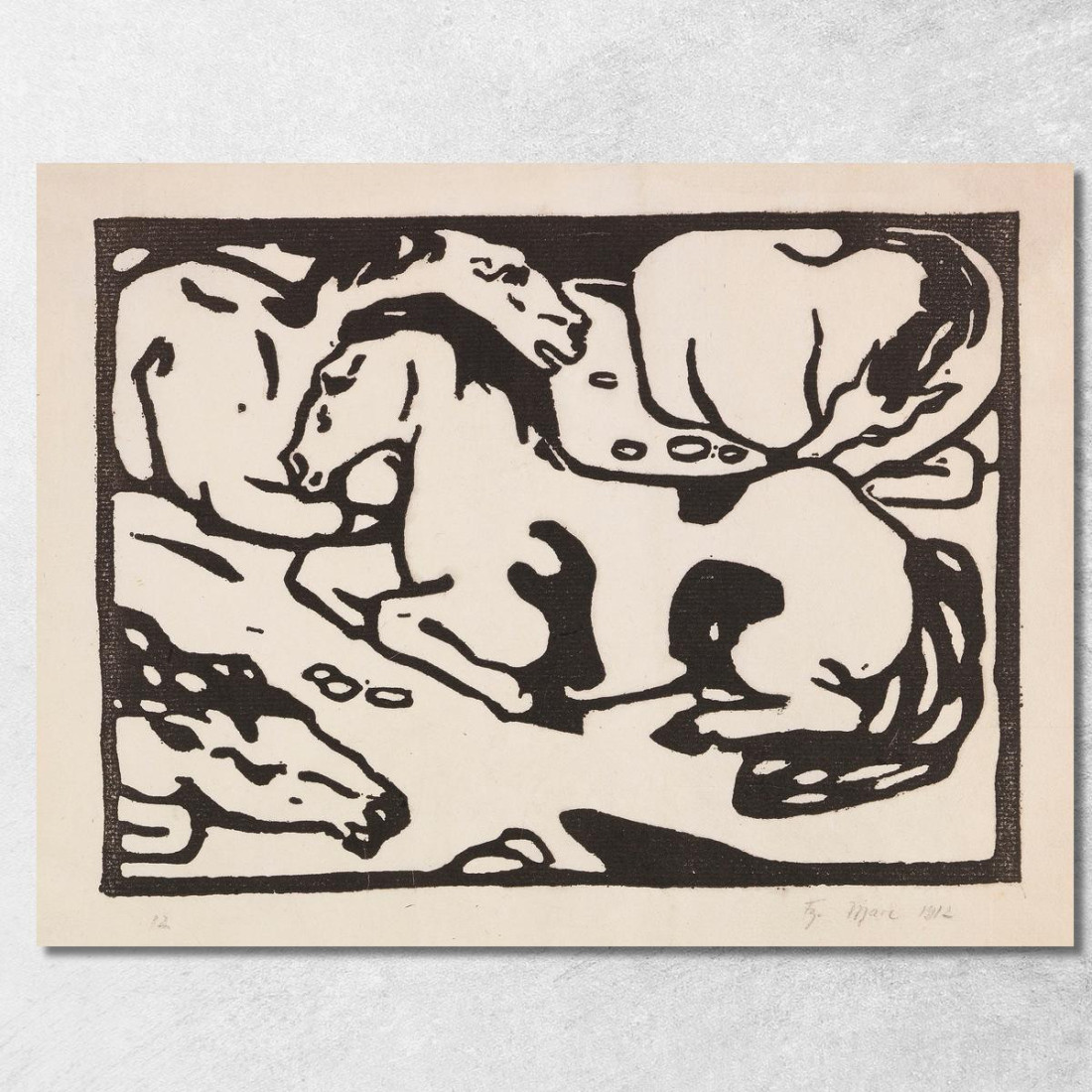 Cavalli A Riposo 2 Franz Marc fmr41 quadro stampato su tela