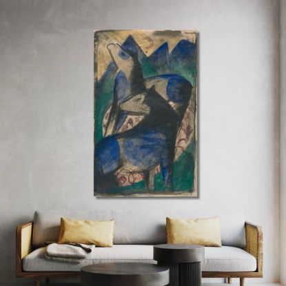 Due Cavalli Blu Franz Marc fmr60 quadro stampato su tela
