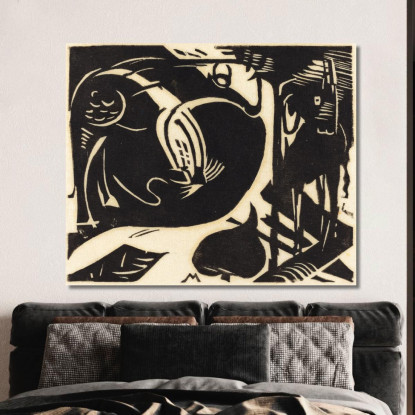 Due Animali Mitici Due Animali Mitici Franz Marc fmr63 quadro stampato su tela