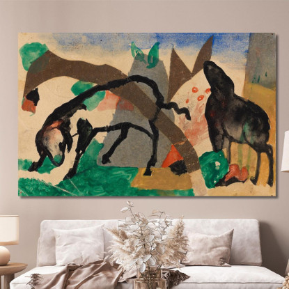 Due Pecore Franz Marc fmr64 quadro stampato su tela