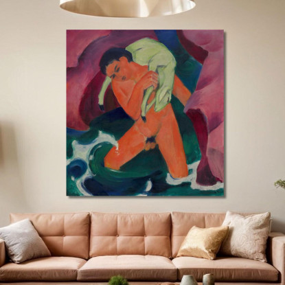 Ragazzo Con Agnello Il Buon Pastore Franz Marc fmr66 quadro stampato su tela