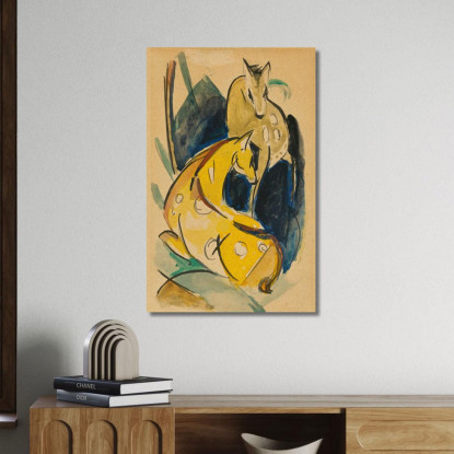 Due Animali Gialli Franz Marc fmr67 quadro stampato su tela