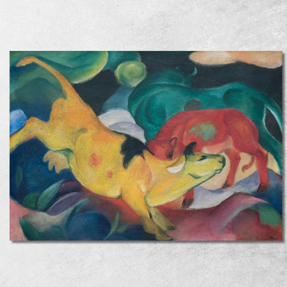 Mucche Rosso Verde Giallo Franz Marc fmr76 quadro stampato su tela Mucche Rosso Verde Giallo Franz Marc fmr76 quadro stampato su tela