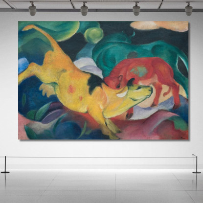 Mucche Rosso Verde Giallo Franz Marc fmr76 quadro stampato su tela