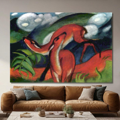 Cervo Rosso Ii Franz Marc fmr85 quadro stampato su tela