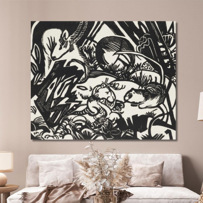 Dalla Leggenda Animale Genius Franz Marc fmr88 quadro stampato su tela