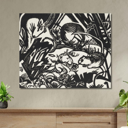 Dalla Leggenda Animale Genius Franz Marc fmr88 quadro stampato su tela