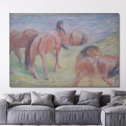 Cavalli Al Pascolo I Franz Marc fmr90 quadro stampato su tela