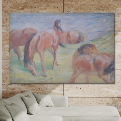 Cavalli Al Pascolo I Franz Marc fmr90 quadro stampato su tela