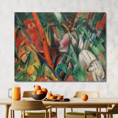 Sotto La Pioggia Franz Marc fmr94 quadro stampato su tela