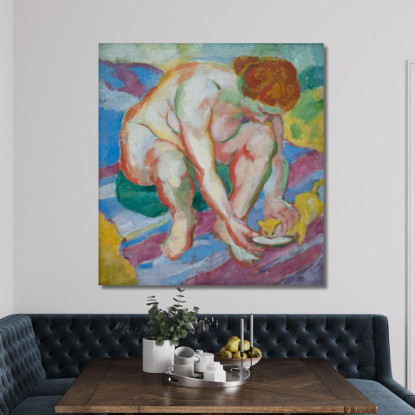 Nudo Con Gatto Franz Marc fmr100 quadro stampato su tela