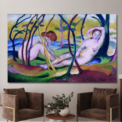Nudi Sotto Gli Alberi Franz Marc fmr101 quadro stampato su tela