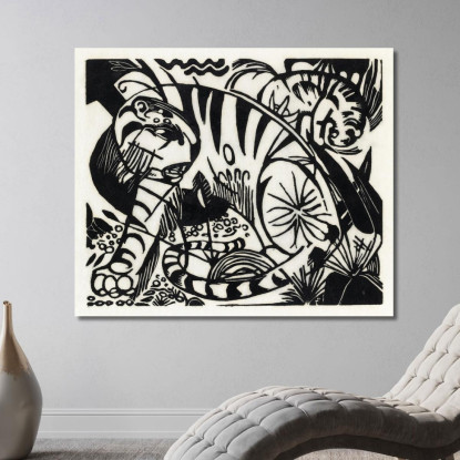 Tigre Franz Marc fmr112 quadro stampato su tela