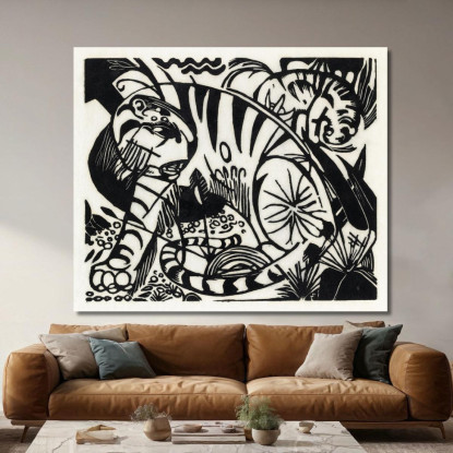 Tigre Franz Marc fmr112 quadro stampato su tela