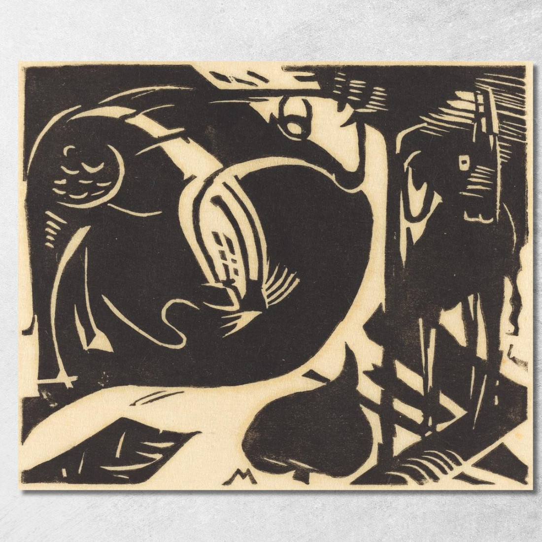 Due Animali Mitici Franz Marc fmr115 quadro stampato su tela Due Animali Mitici Franz Marc fmr115 quadro stampato su tela