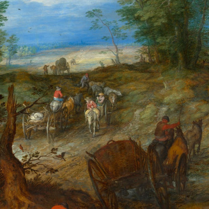 Una Strada Nel Bosco Con Viandanti Di Jan Brueghel Il Vecchio Pieter Bruegel pbr3 quadro stampato su tela