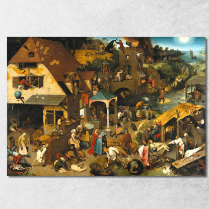 I_Proverbi_Olandesi Pieter Bruegel pbr19 quadro stampato su tela