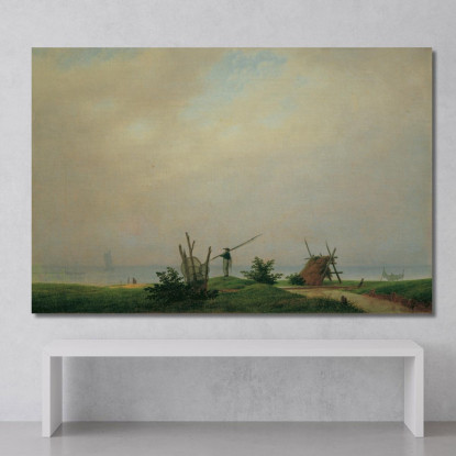 Spiaggia Del Mare Con Pescatore 1807 Caspar David Friedrich cdf15 quadro stampato su tela