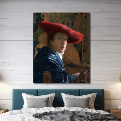 Ragazza Con Il Cappello Rosso Jan Vermeer jvr9 quadro stampato su tela