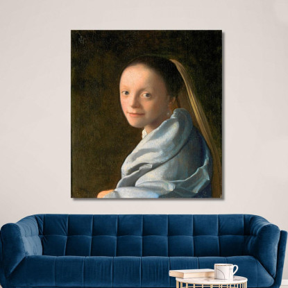 Studio Di Una Giovane Donna Jan Vermeer jvr15 quadro stampato su tela