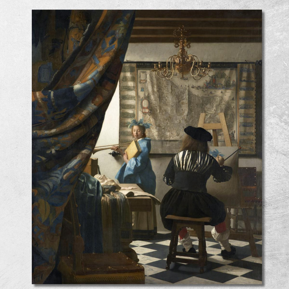 L'Allegoria Della Pittura Jan Vermeer jvr16 quadro stampato su tela L'Allegoria Della Pittura Jan Vermeer jvr16 quadro stampato su tela