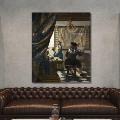 L'Allegoria Della Pittura Jan Vermeer jvr16 quadro stampato su tela