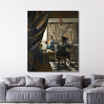 L'Allegoria Della Pittura Jan Vermeer jvr16 quadro stampato su tela