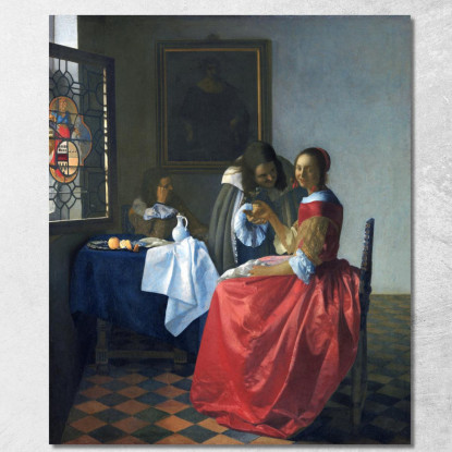 La Ragazza Con Un Bicchiere Di Vino Jan Vermeer jvr21 quadro stampato su tela