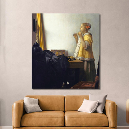 Giovane Donna Con Una Collana Di Perle Jan Vermeer jvr36 quadro stampato su tela