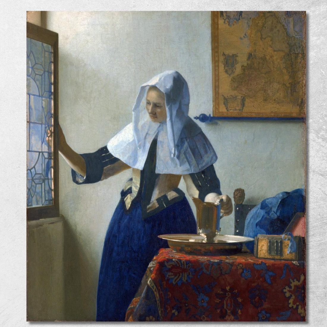 Giovane Donna Con Una Brocca D'Acqua Jan Vermeer jvr37 quadro stampato su tela Giovane Donna Con Una Brocca D'Acqua Jan Vermeer jvr37 quadro stampato su tela