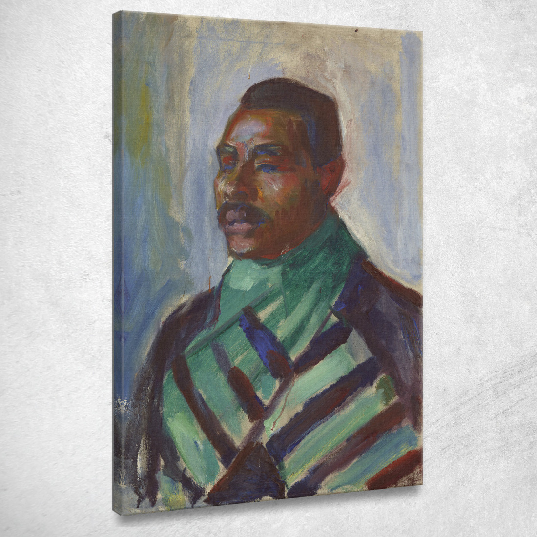 Africano Con Sciarpa Verde Edvard Munch em41 quadro stampato su tela Africano Con Sciarpa Verde Edvard Munch em41 quadro stampato su tela
