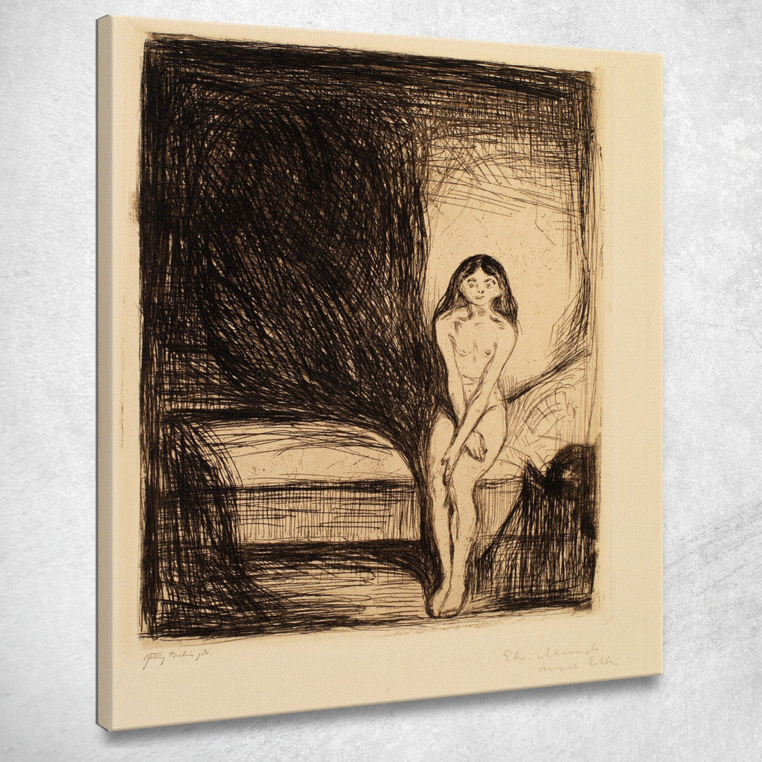 Di Notte La Pubertà Edvard Munch em54 quadro stampato su tela Di Notte La Pubertà Edvard Munch em54 quadro stampato su tela