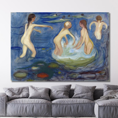 Ragazze Al Bagno Edvard Munch em59 quadro stampato su tela