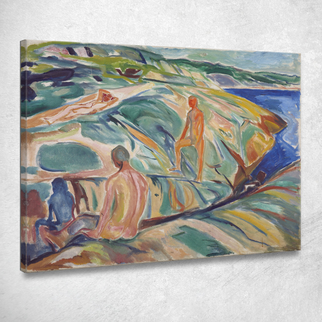 Uomini Che Fanno Il Bagno Sulle Rocce Edvard Munch em62 quadro stampato su tela Uomini Che Fanno Il Bagno Sulle Rocce Edvard Munch em62 quadro stampato su tela