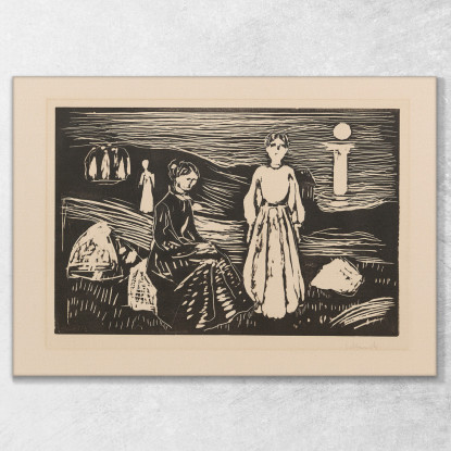 Donne Sulla Spiaggia Edvard Munch em118 quadro stampato su tela