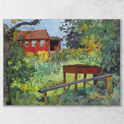 Giardino Con Casa Rossa Edvard Munch em125 quadro stampato su tela