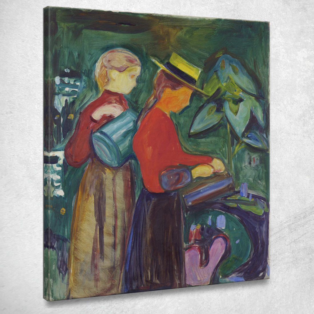 Ragazze Che Innaffiano I Fiori Il Fregio Linde Edvard Munch em131 quadro stampato su tela Ragazze Che Innaffiano I Fiori Il Fregio Linde Edvard Munch em131 quadro stampato su tela
